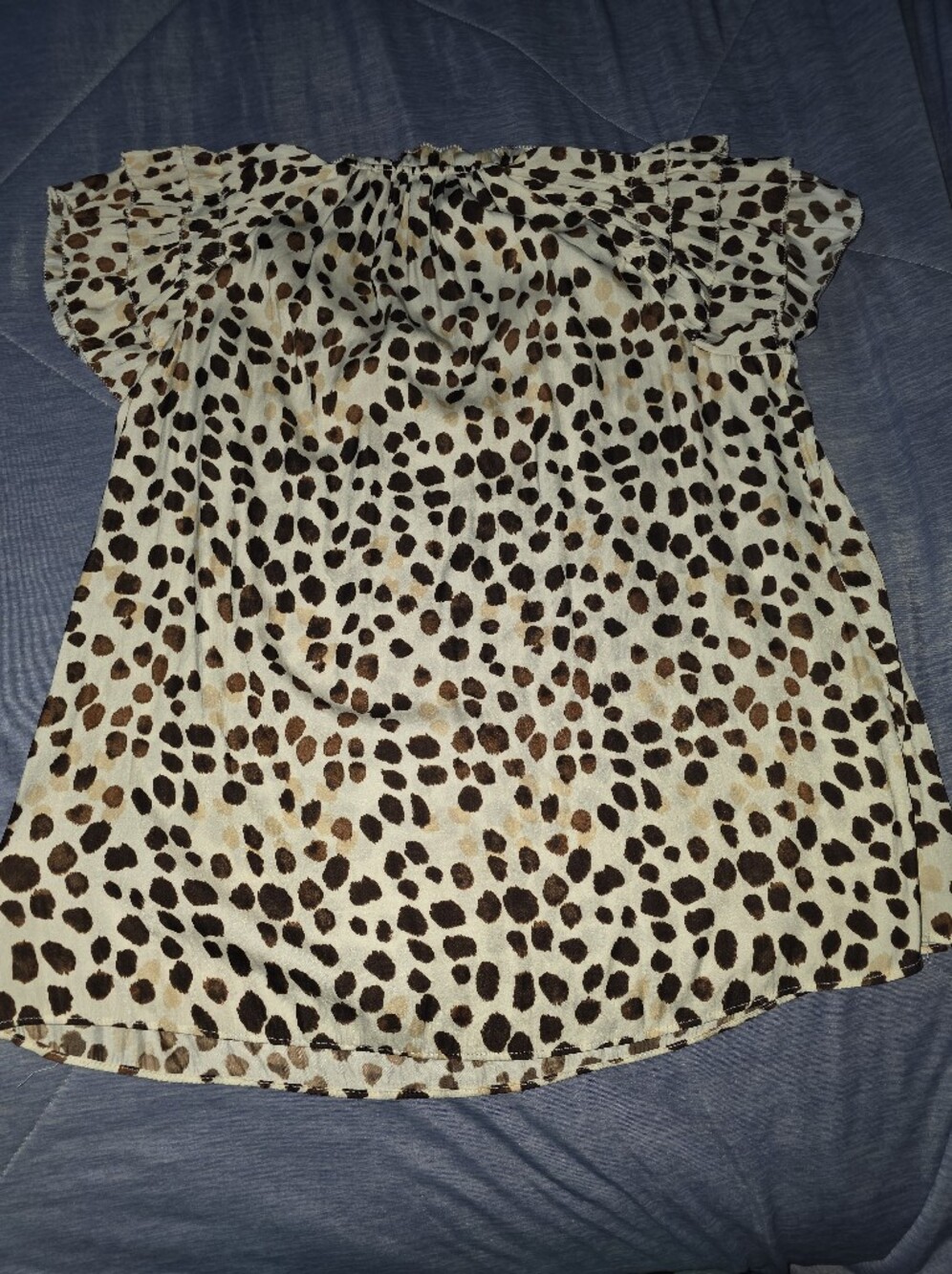 Philosophy Republic Clothing Leopard Print Blouse Ruffle Sleeve Boho Top Size XS